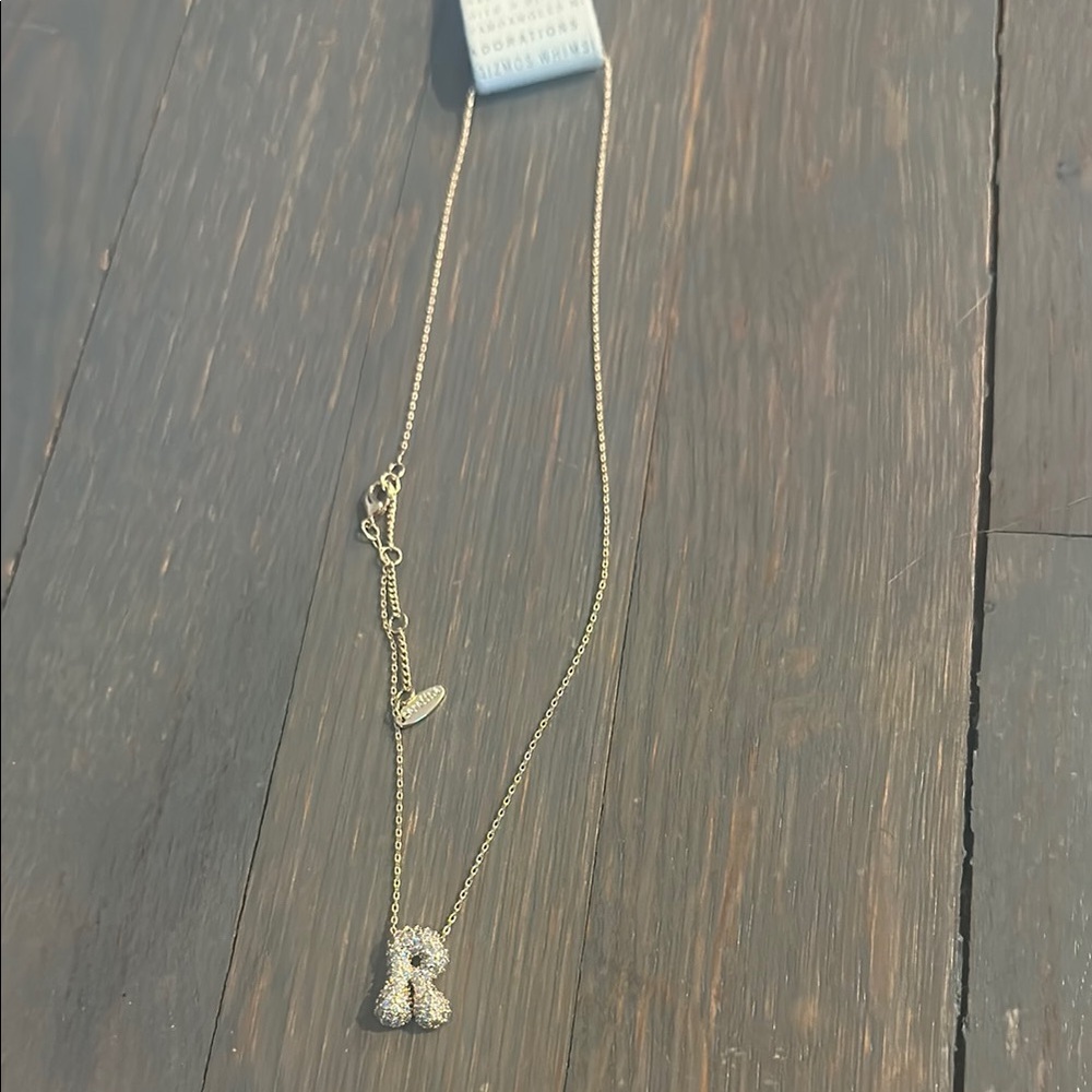 PAVÉ BUBBLE MONOGRAM NECKLACE “R” - Picture 2 of 5